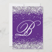 Silver Glitter Royal Paarse Monogram 40e verjaarda Kaart (Achterkant)
