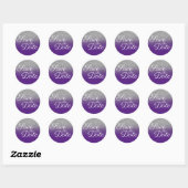Silver Glitter Royal Paarse Ombre Save the Date Ronde Sticker (Vel)