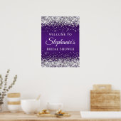 Silver Glitter Royal Purple Bridal Shower Welcome Poster (Keuken)