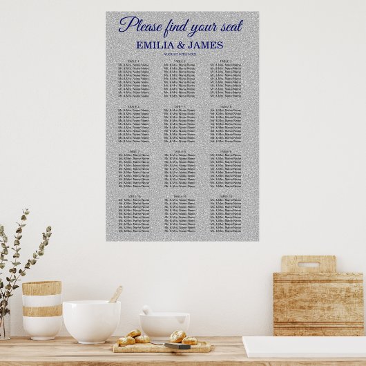 Silver Glitter, Royal Wedding Seating Chart Poster (Keuken)