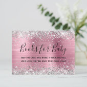 Silver Glitter Roze Folie Boeken voor Baby Informatiekaartje (Staand voorkant)