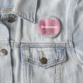 Silver Glitter Roze Folie Bruidsmeisje Ronde Button 5,7 Cm (In situ)