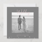 Silver Glitter & Roze foto Weduwnaar sparen de dat Save The Date (Achterkant)