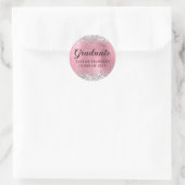 Silver Glitter Roze Klasse van 2024 Afstuderen Ronde Sticker (Tas)