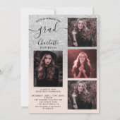 Silver glitter roze ombre 5 foto's afstuderen kaart (Achterkant)