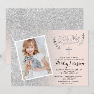 Silver glitter roze ombre eerste communiqué foto kaart