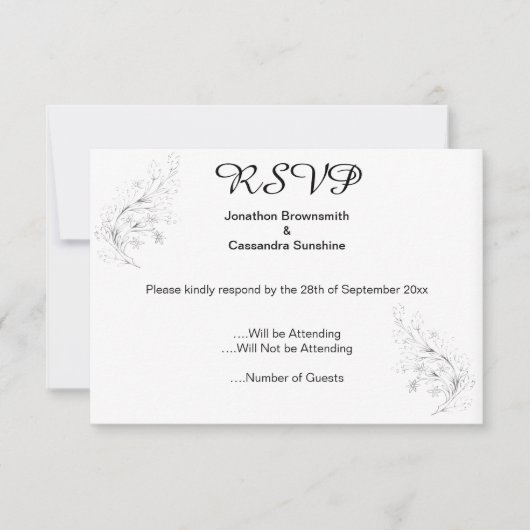 SILVER GLITTER RSVP KAART (Voorkant)