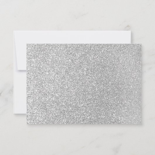 SILVER GLITTER RSVP KAART (Achterkant)