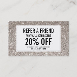 Silver Glitter Salon Verwijzing Kaart