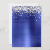 Silver Glitter Sapphire Blue Ombre Family Reunion Save The Date (Achterkant)
