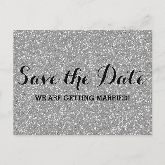 Silver Glitter Save the Date Briefkaart 2 (Voorkant)