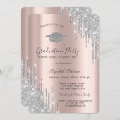 Silver Glitter-schijven, Afstudeerder Pet-Afstuder Kaart (Voorkant / Achterkant)