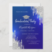 Silver Glitter-schijven Afstudeerder Pet Blauw Afs Kaart (Voorkant)