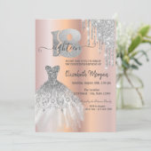 Silver Glitter-schijven Dress Roos Gold 18e verjaa Kaart (Staand voorkant)