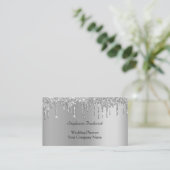 Silver Glitter-schijven Feminine Small Business Visitekaartje (Staand voorkant)