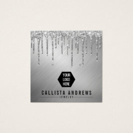 Silver Glitter-schijven Logo die beeldschermKaart Vierkante Visitekaartjes
