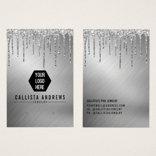 Silver Glitter-schijven Logo die beeldschermKaart  Visitekaartje (Voorkant /achterkant)