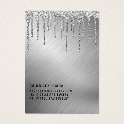 Silver Glitter-schijven Logo die beeldschermKaart  Visitekaartje (Achterkant)