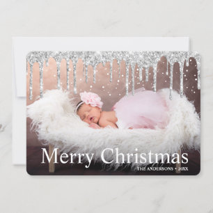 Silver Glitter schrijft prettige kerstfoto  Feestdagenkaart