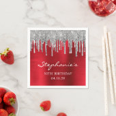 Silver Glitter schrijft Rode Folie 50e verjaardag Servet (Insitu)