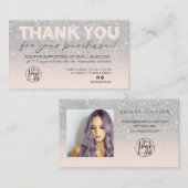 SIlver glitter script foto logo dank u Visitekaartje (Voorkant / Achterkant)