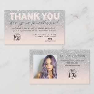 SIlver glitter script foto logo dank u Visitekaartje