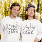 Silver Glitter Script Gelukkig Nieuwjaar Trui