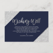 Silver glitter-script navy blue die goed wenst informatiekaartje (Voorkant)
