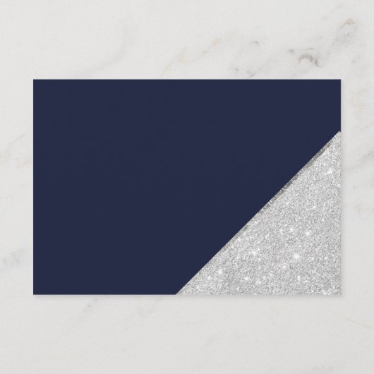 Silver glitter-script navy blue die goed wenst informatiekaartje (Achterkant)