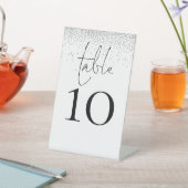 Silver Glitter Script Wedingstabel Number Reclamebord Met Voetstuk (Insitu)