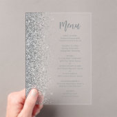 Silver Glitter Script White Wedding Acryl Uitnodigingen (Insitu (Draagbaar))
