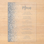 Silver Glitter Script White Wedding Acryl Uitnodigingen (Voorkant)