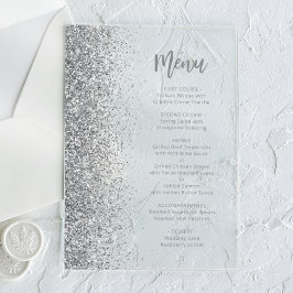 Silver Glitter Script White Wedding Acryl Uitnodigingen