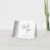 Silver Glitter Script White Wedding Bedankt Kaart (Voorkant)