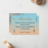 Silver Glitter Seashell Starfish Pensioen Bedankt Notitiekaartje (Voorkant / Achterkant in situ)