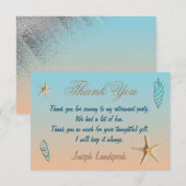 Silver Glitter Seashell Starfish Pensioen Bedankt Notitiekaartje (Voorkant / Achterkant)