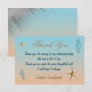 Silver Glitter Seashell Starfish Retirement Bedank Notitiekaartje