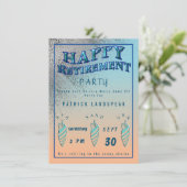 Silver Glitter & Seashells Happy Retirement Party  Kaart (Staand voorkant)