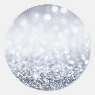 Silver Glitter Shimmer Custom Ronde Sticker