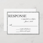 Silver Glitter Shine Wedding Response Kaarten RSVP Kaartje (Voorkant / Achterkant)