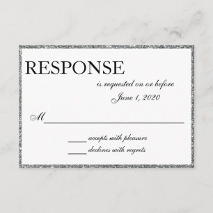 Silver Glitter Shine Weduwingkaarten RSVP Kaartje