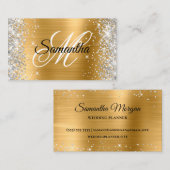 Silver Glitter Shiny Gold Foil Fancy Monogram Visitekaartje (Voorkant / Achterkant)