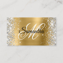 Silver Glitter Shiny Gold Foil Fancy Monogram