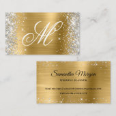 Silver Glitter Shiny Gold Foil Fancy Monogrammen Visitekaartje (Voorkant / Achterkant)