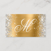 Silver Glitter Shiny Gold Foil Fancy Monogrammen Visitekaartje (Voorkant)