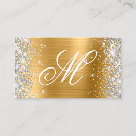Silver Glitter Shiny Gold Foil Fancy Monogrammen Visitekaartje