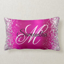 Silver Glitter Shiny Hot Pink Folie Fancy Monogram