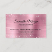 Silver Glitter Shiny Pink Folie Fancy Monogrammen Visitekaartje (Achterkant)