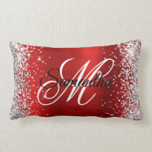 Silver Glitter Shiny Red Folie Fancy Monogram
