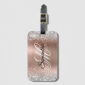 Silver Glitter Shiny Roos Gold Faux Folie Bagagelabel (Voorkant (verticaal))